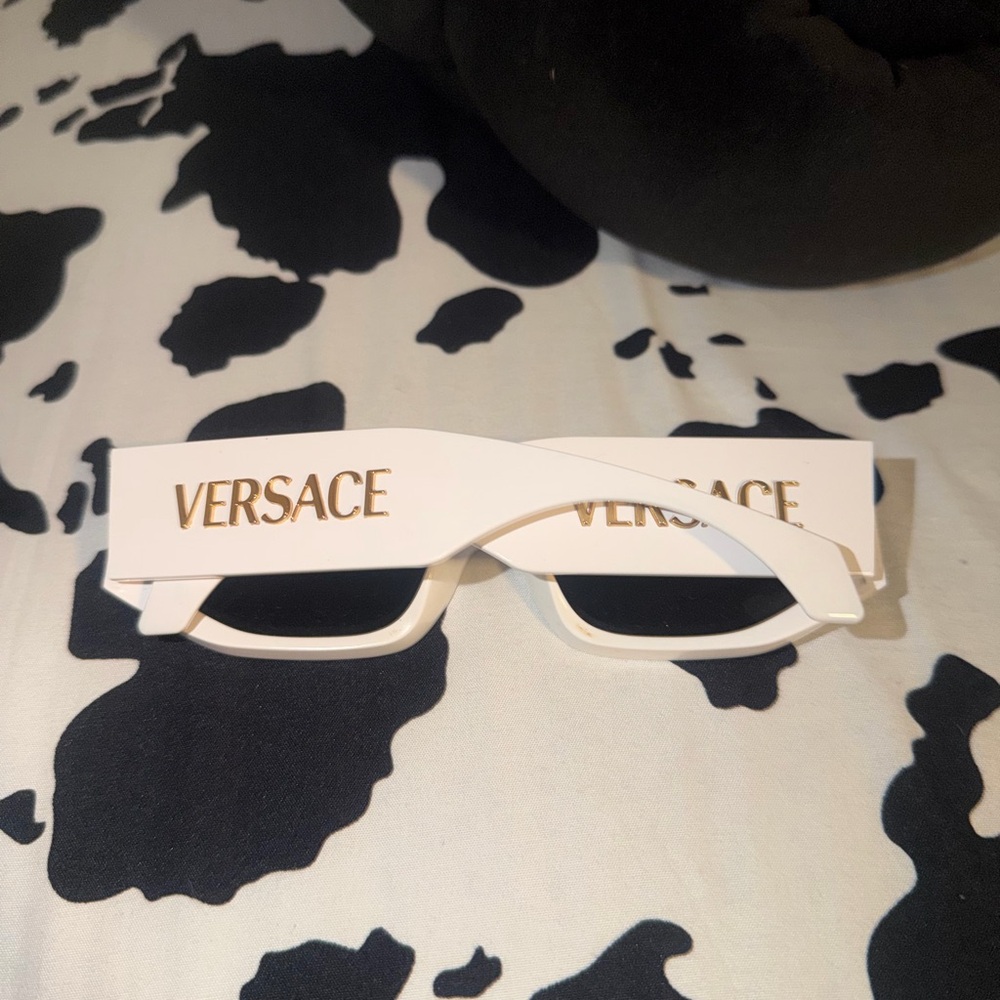 Versace Ivory Sunglasses with Gold Accents